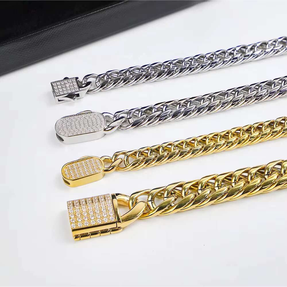 8mm Miami Cuban Moissanite Iced Out Clasp Stainless Steel Cuban Link Chain Bracelet Custom Cuban Bracelet for Men