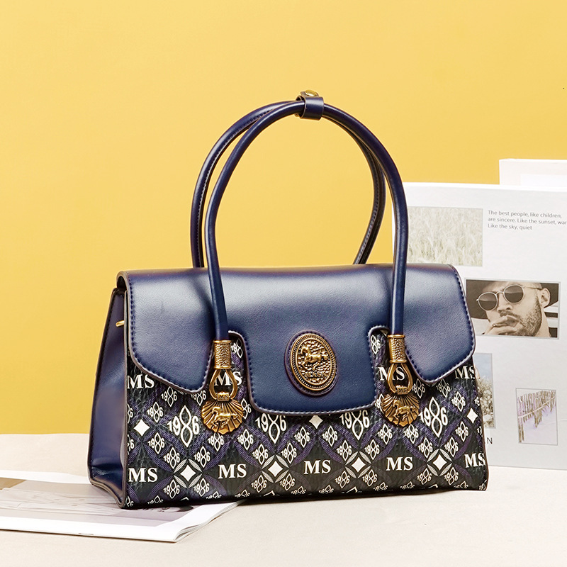 MASA Fashion Light Luxury Printed Blue Handbag Women S High End Sense Commuting Versatile Tote Crossbody Bag Tote Bag