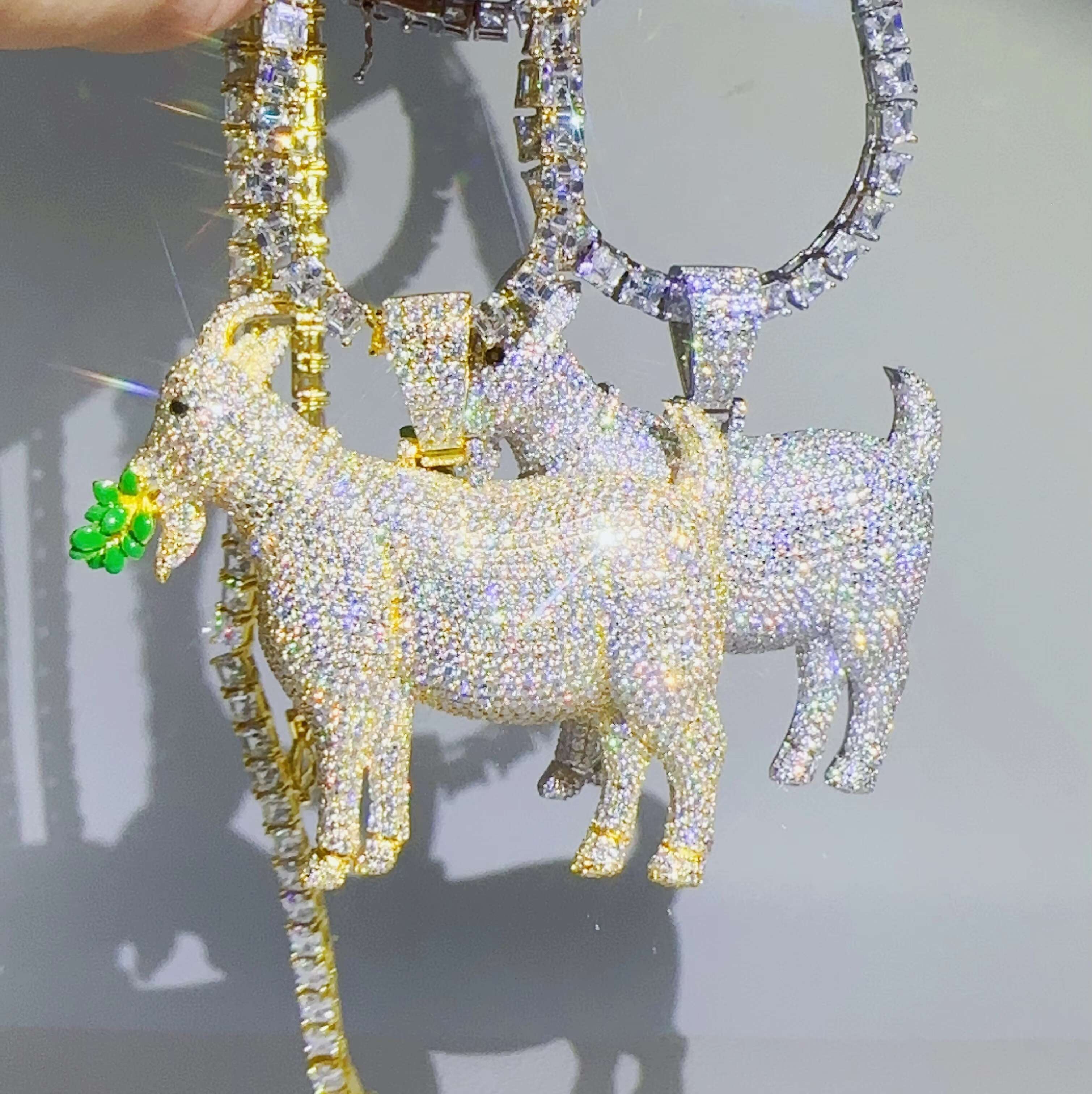 Moissanite Jewelry Hip Hop Sheep Eat Grass Pendant Custom 925 Sterling Silver Pendant for Men Women