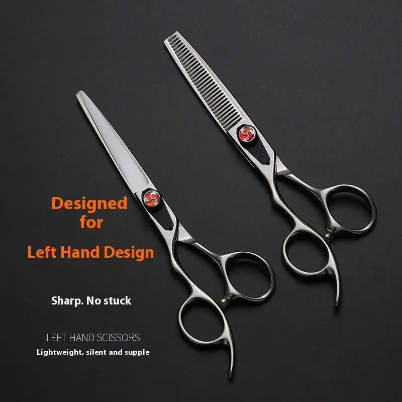 Japan440C 6Inch Left Hand Hairdressing Hair Set Professional Salon Knife Thinning Scissors