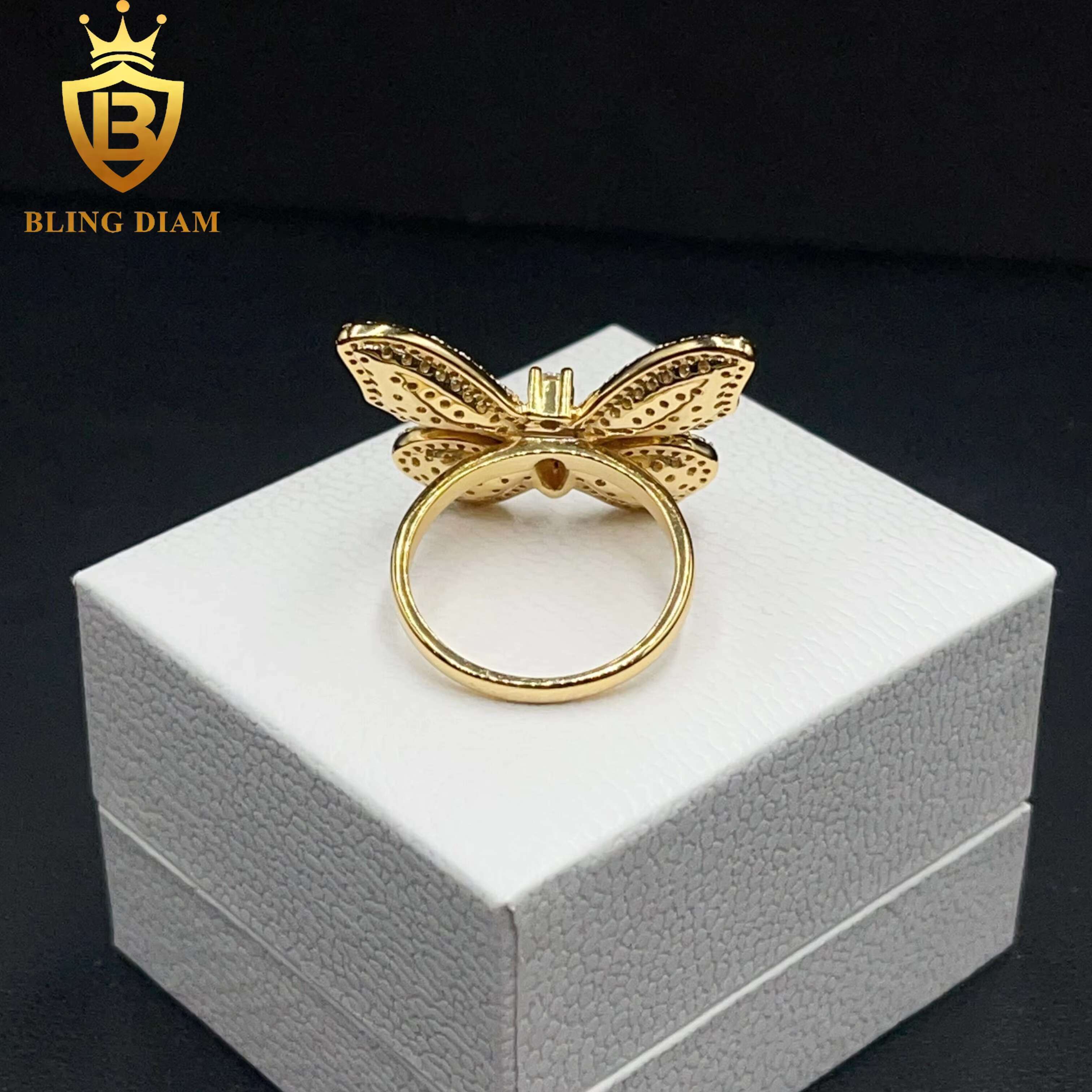 Best Sale Low Price Fine Jewelry 925 Silver VVS Moissanite Diamond Butterfly Rings Gift for Women