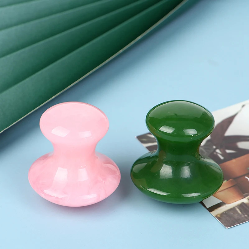 SPA Jade Board Face Massager Natural Rose Quartz Mushroom Facial Back Foot Acupuncture Massage Scraper Gua Sha Tool 250423