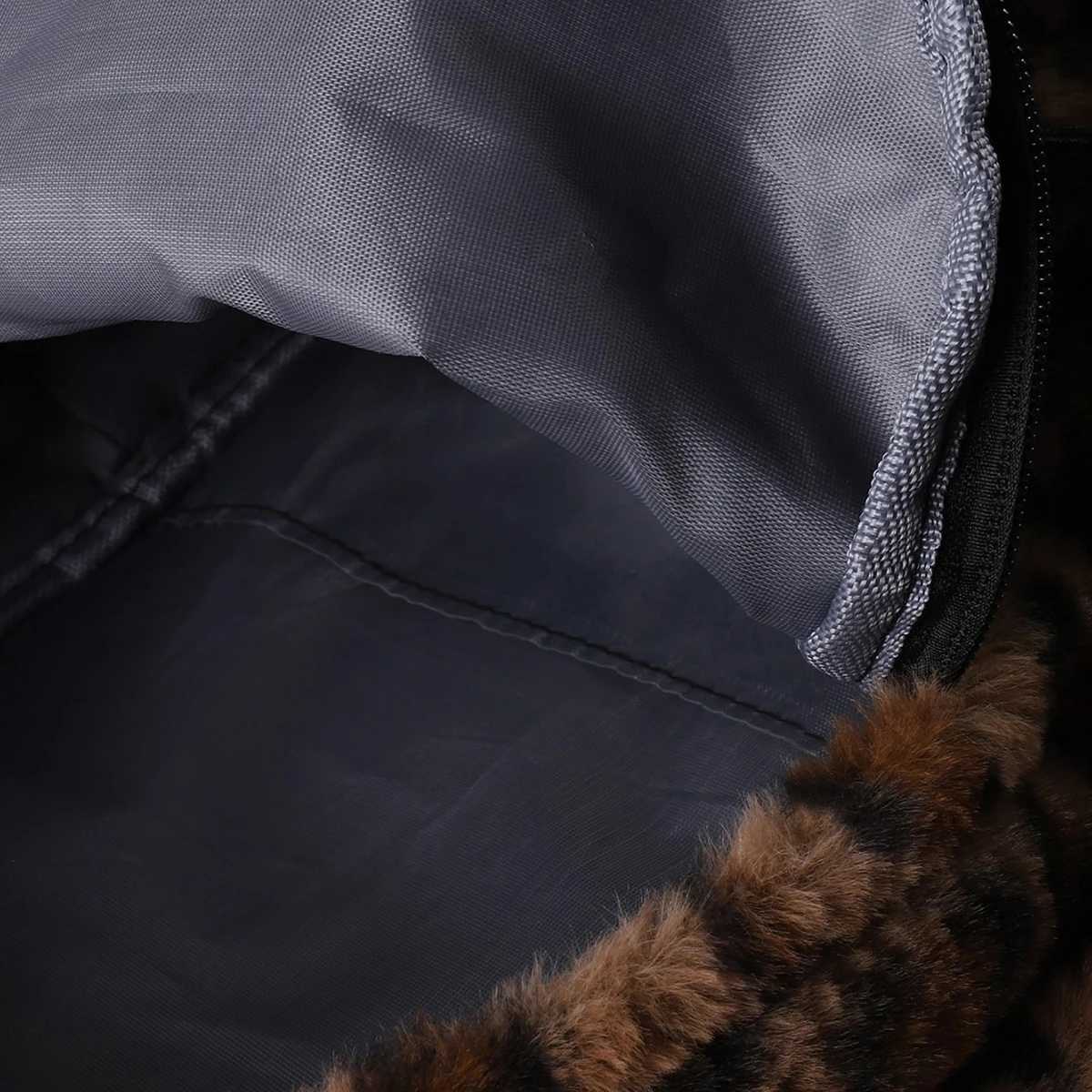 Women Luxury Leopard Print Backpack Brown Pattern Multi Pocket Large Capacity Plush Material Zipper Adjustable Straps Commute H251124