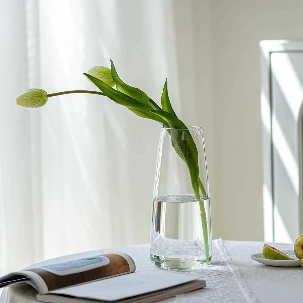 Glass Flower Vase Round Mouth Simple Bud Vase Room Table Hydroponics Plant Flower Terrarium Luxury Home Decor Wedding Decoration C251124