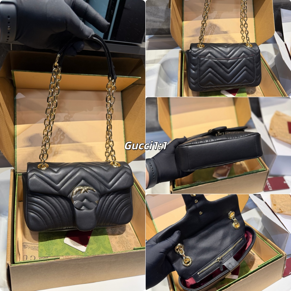 Designer, women's fashion single-shoulder bag, evening bag, crossbody bag, double Glogo design classic and fashionable