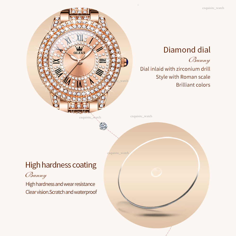 OLEVS Outdoor Watch One-piece Dropshipping Watches Men Designer Diamond-encrusted Roman Fashionable Quartz Women's Watch Watch Free Delivery Whol
