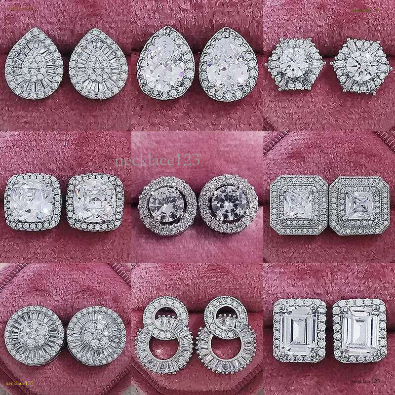 20 Styles Trendy Lab Moissanite Stud Earring Original Sterg Sier Party Wedding Earrings For Women Bridal Jewelry Perfect Gift