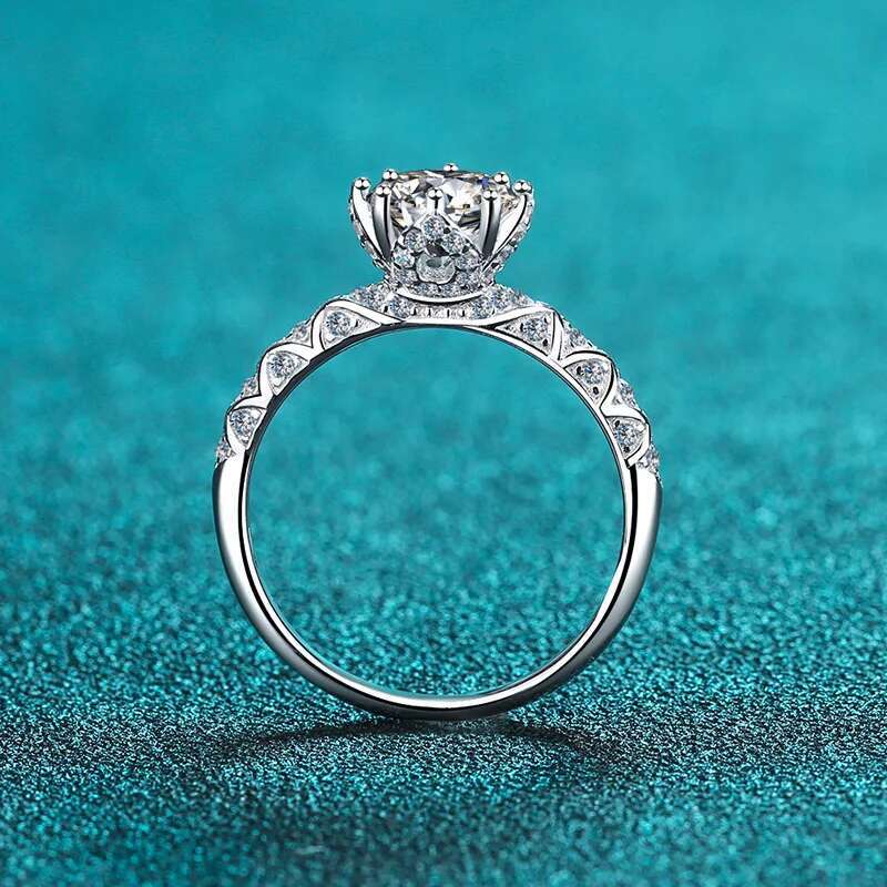 KNOBSPIN Moissanite Rings 1ct White Gold plated Sterling Silver D VVS1 Lab Diamond with GRA Fine Jewelry Wedding Ring for Women