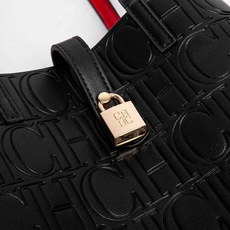 Simple large capacity embossed womens shoulder bag with solid color letter pattern design fashionable luxury backpack Z250424