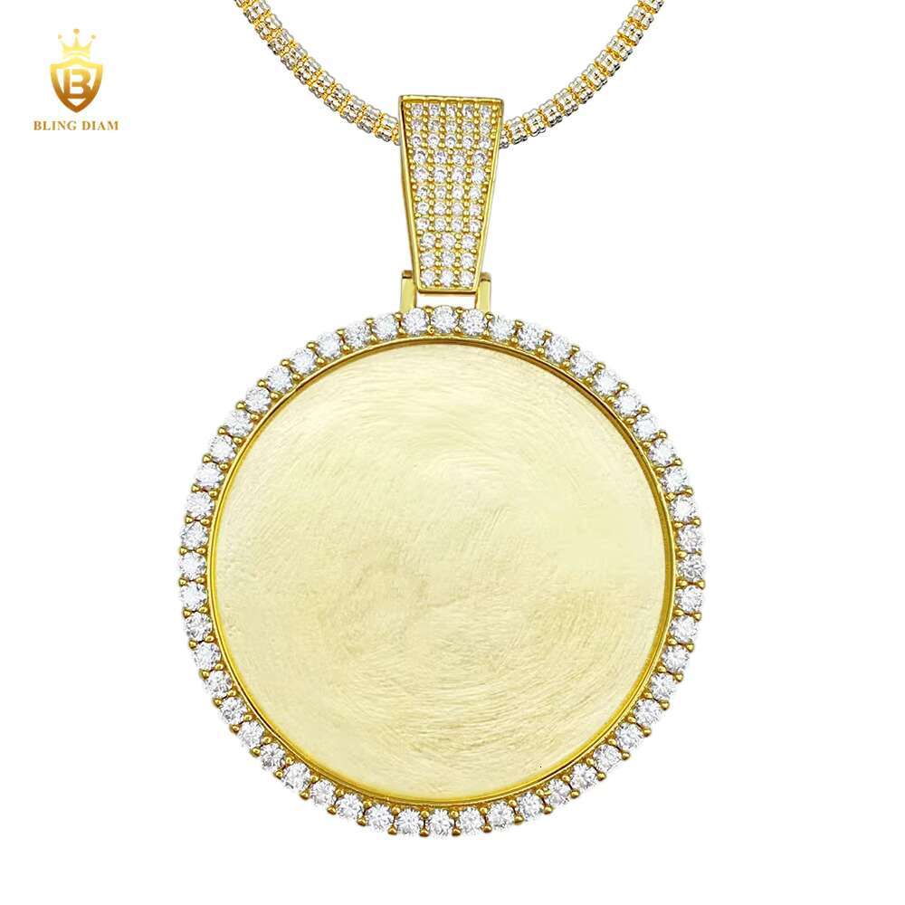 Fine Jewelry Custom Picture Circle Pendant Memory Necklace Vvs Moissanite 925 Sterling Silver Gra Certificate