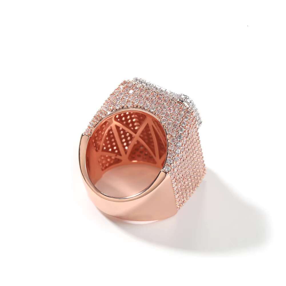 Hip Hop Custom Iced Out Single Baguette Initial Letter Number Square Ring Personalized Rapper Jewelry