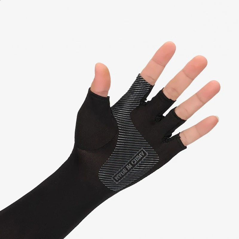 1Pcs Ice Silk Sunscreen Five Finger Sleeves Mens And Womens Outdoor Thin Style Arm Cover For Driving Cycling Fishing Running 250424