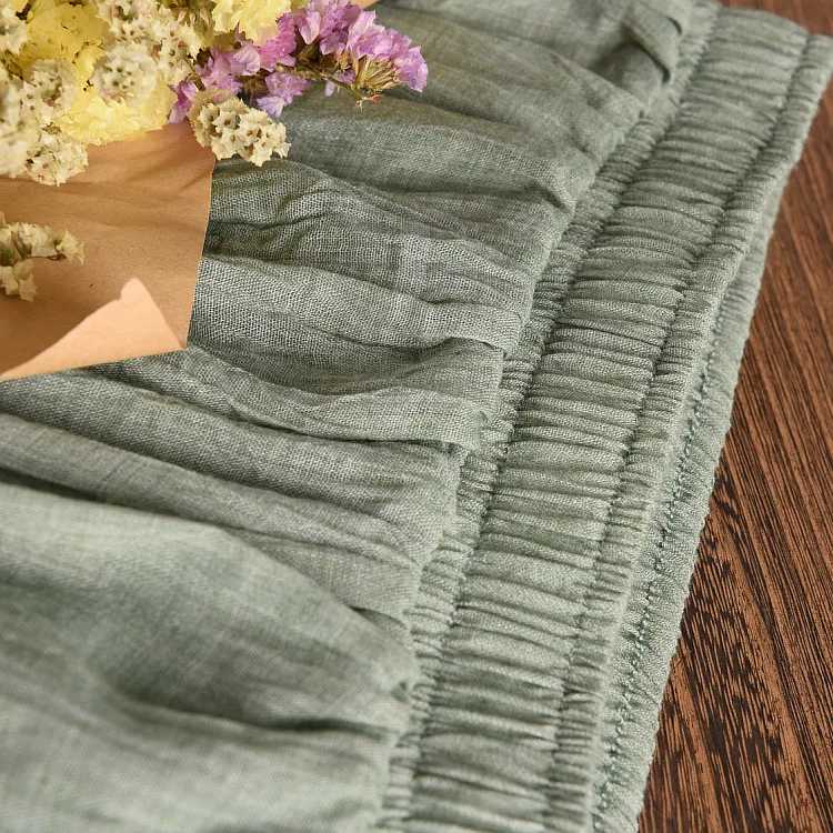 Womens elegant 16 color high waisted elastic waist linen pleated long leather womens ultra-thin casual leather Saias new summer SK05 M250424