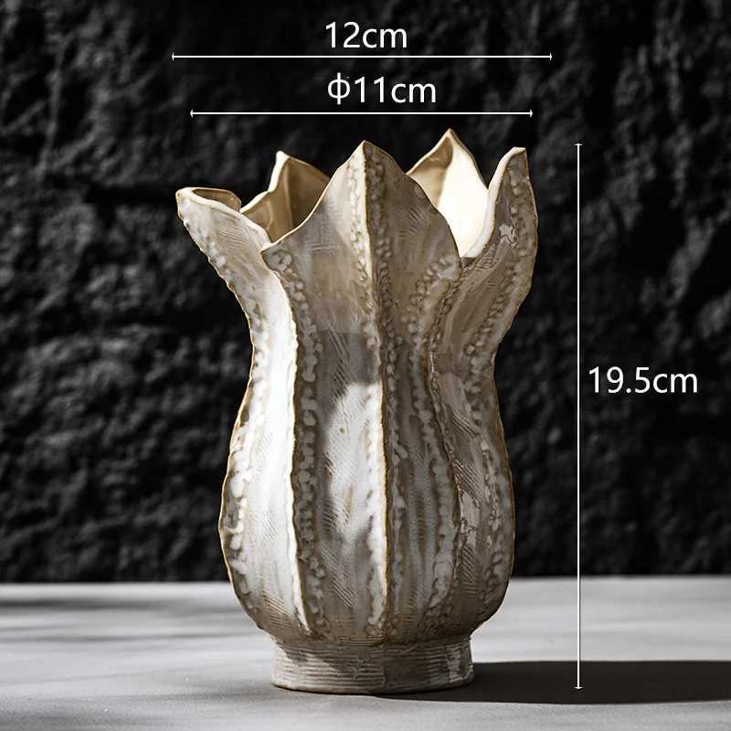CAPIRON Nordic Ceramic 5 Petal Vase Chic Wabi-sabi Home Decoration Accessories Living Room Modern Art Dried Flower Bookshelf C251124