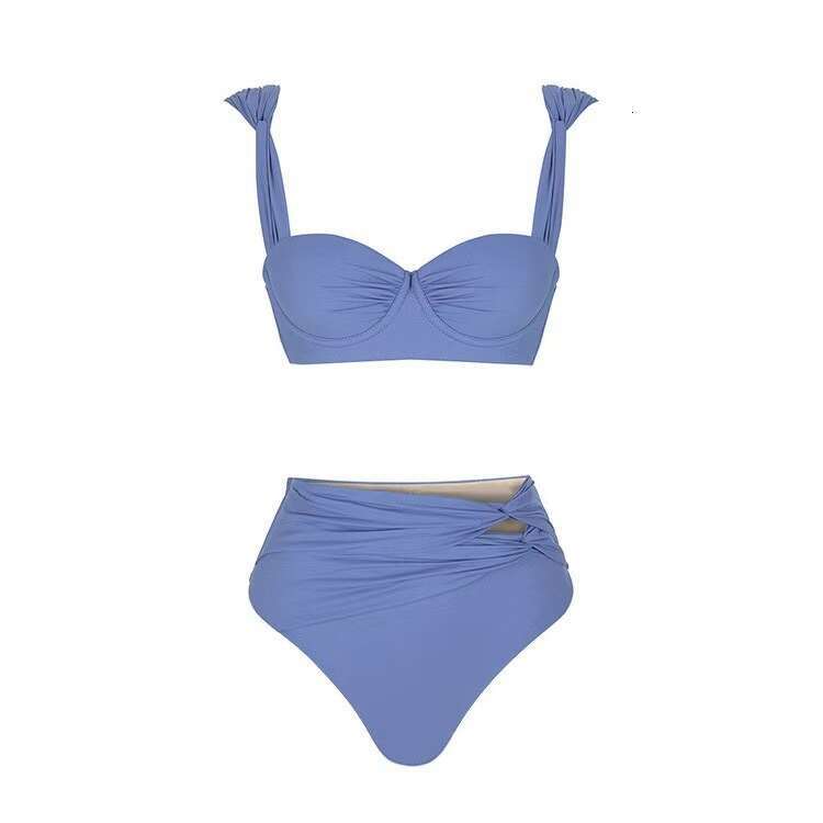 Gt Cut One Piece Swimsuit Bathing Suits 2025 Langqi New Swimsuit, Women's Solid Color Split Sexy Steel Support, Gathered Swimsuit New Arrival New