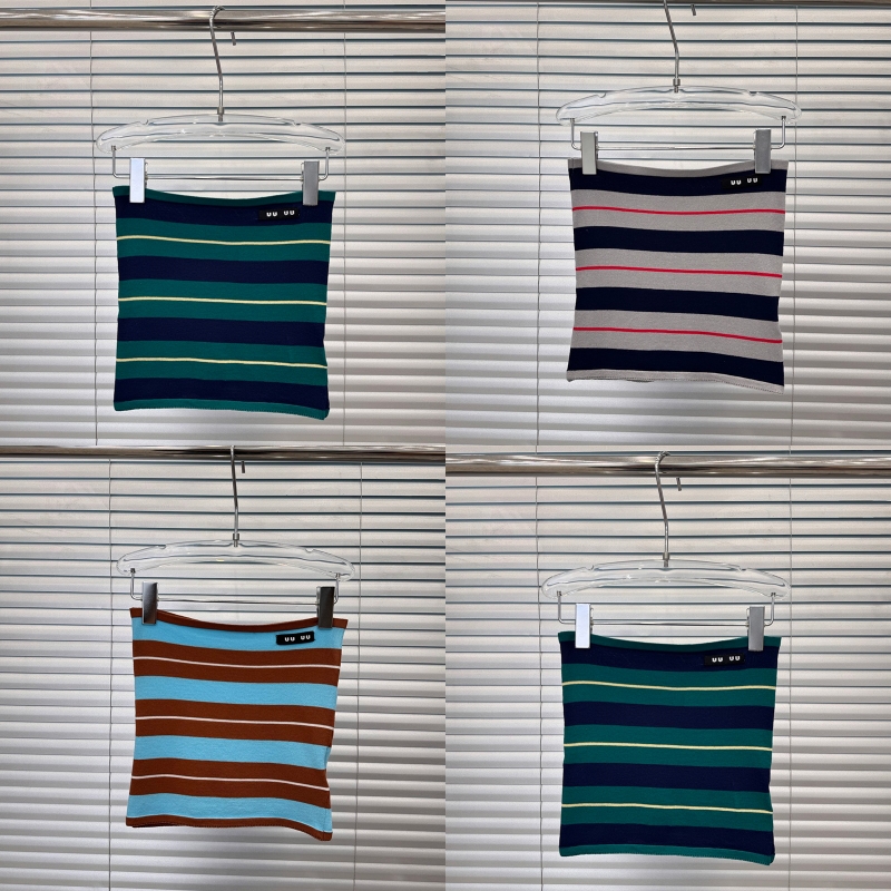 Sexy Striped Strapless Tops Women Knits Vest Sexy Camisole Summer Tanks Tees Designer Tank Tops Fashion Crop Tops