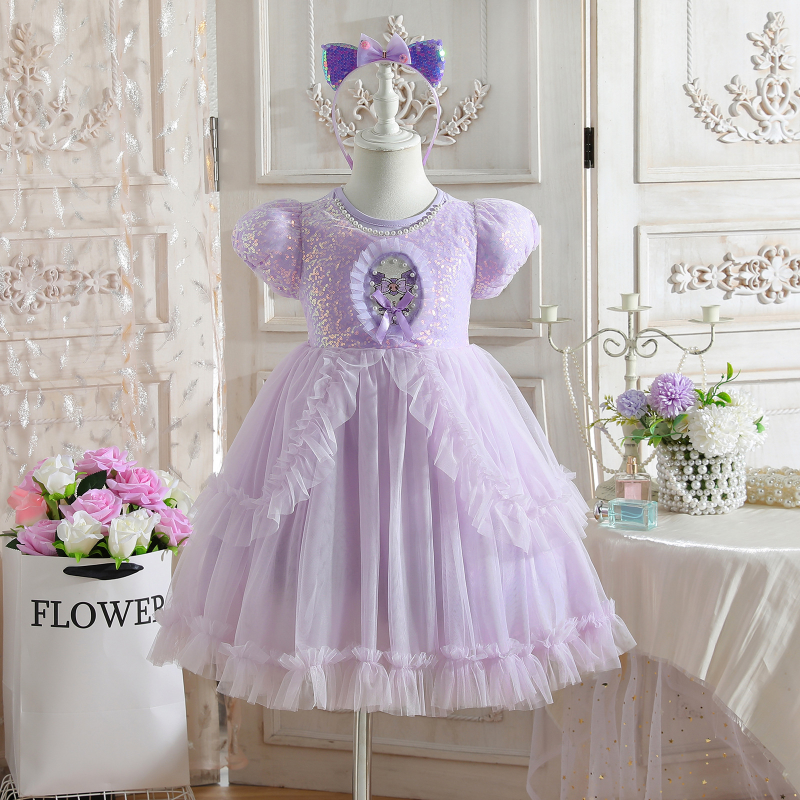 DISNEY Kids designer clothes baby summer baby designer clothes short-sleeved dress Crayon Shin-chan Lolita princess dress little girl's net.