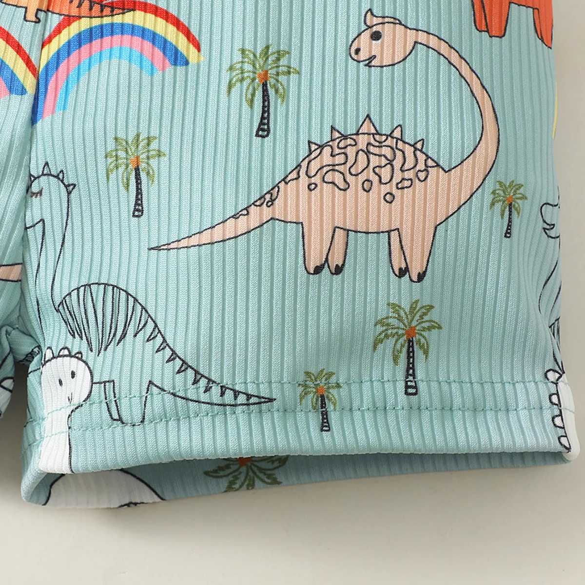 Clothing Sets 2pcs Baby Boys Cute Dinosaur And Tiger Graphic Print T-shirt Shorts Set Clothes R250424