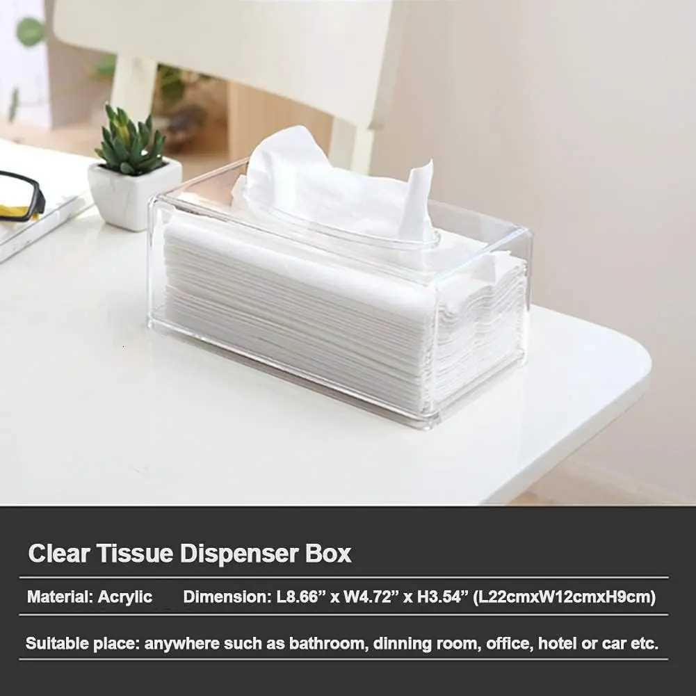 Square Clear Acrylic Tissue Box Box Covers RectangularTable Clear Dryer Sheet Dispenser for Bathroom Kitchen and CarsM251124