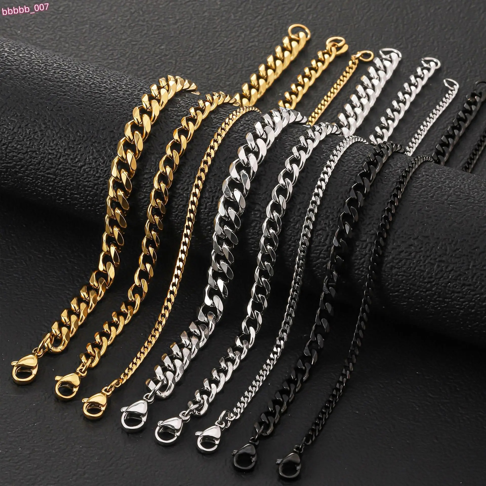 HNSP 316L Stainless Steel Cuban Link Chain Necklace Bracelet For Men Women 3MM-12MM Thick Neck Choker Accessory Jewelry