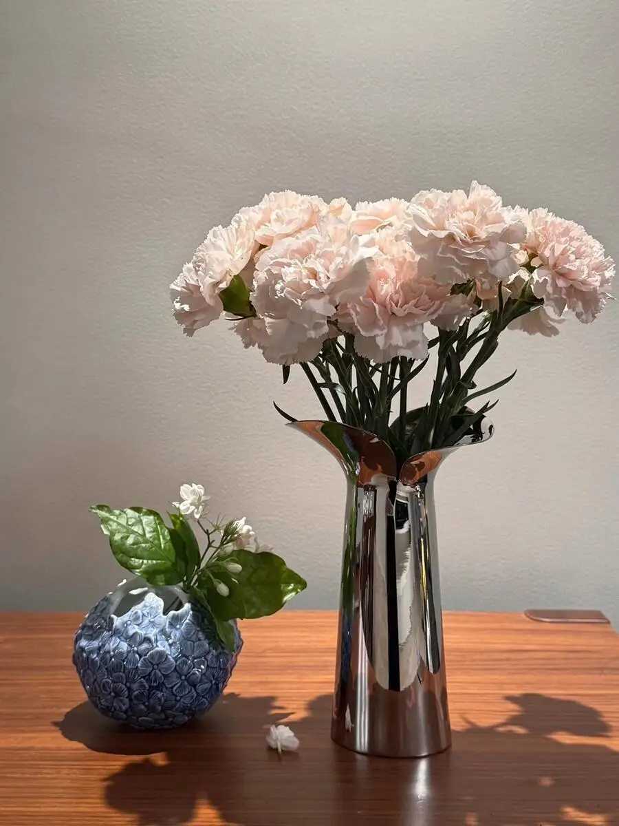Nordic Luxury Stainless Steel Vase Silver Flower Vases Living Room Dining Table Office Home Decoration Flower Arrangement Gifts C251124