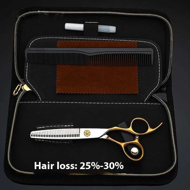 6.0 Inch VG-10 Steel Salon Hair Stylist Professional Thinning Gold Color Hairdressing Scissors