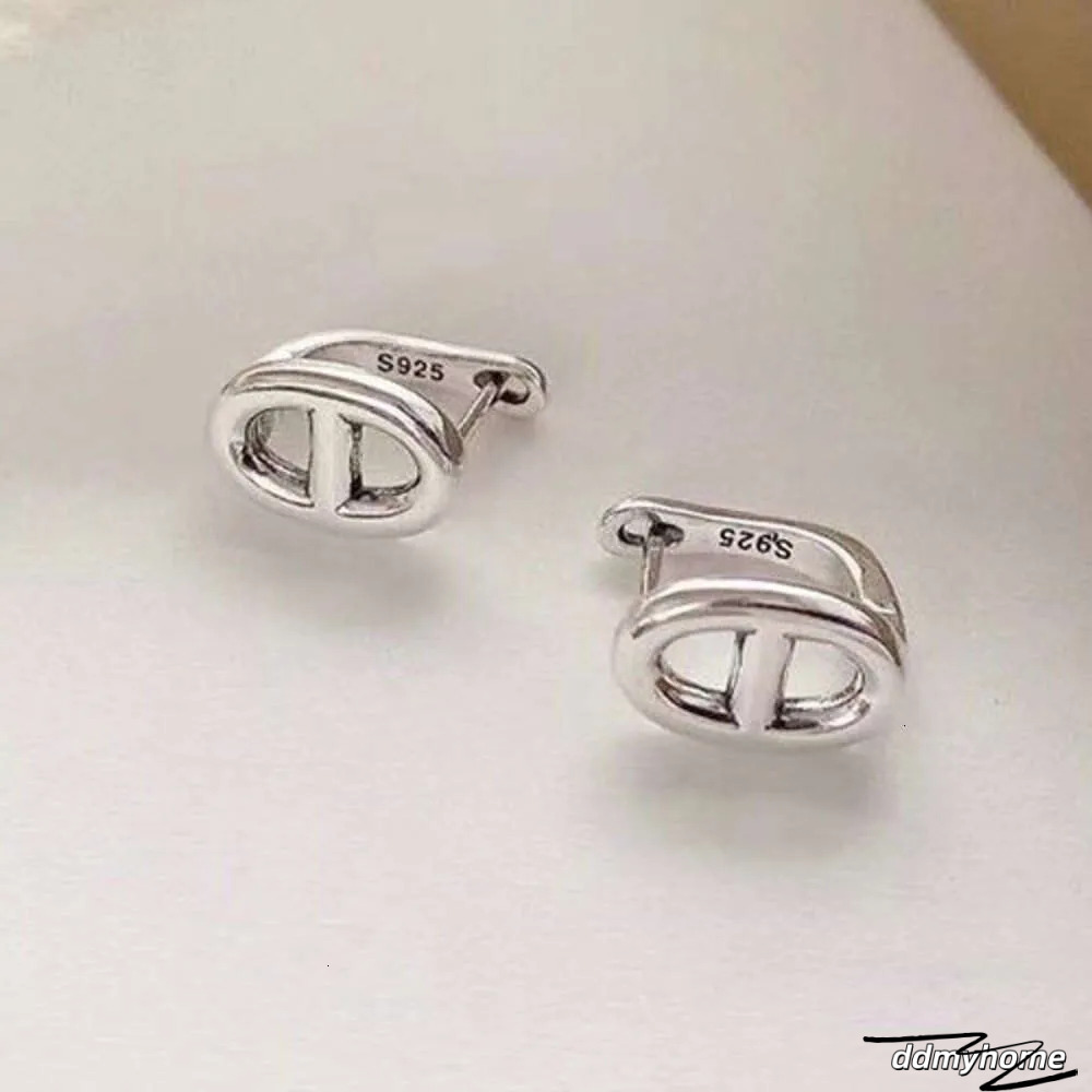 Summer Korean Style S Silver Geometric Pig Nose Hollow Earrings For Women Ddmyhome