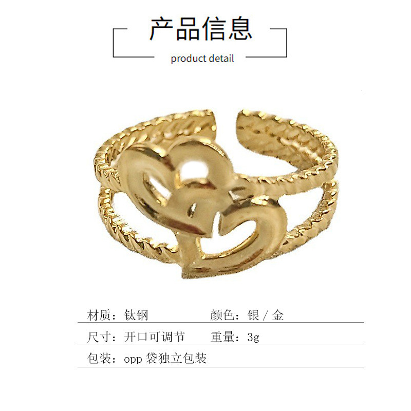 Top selling stainless steel opening adjustable double girls' love ring with top source, niche and non fading