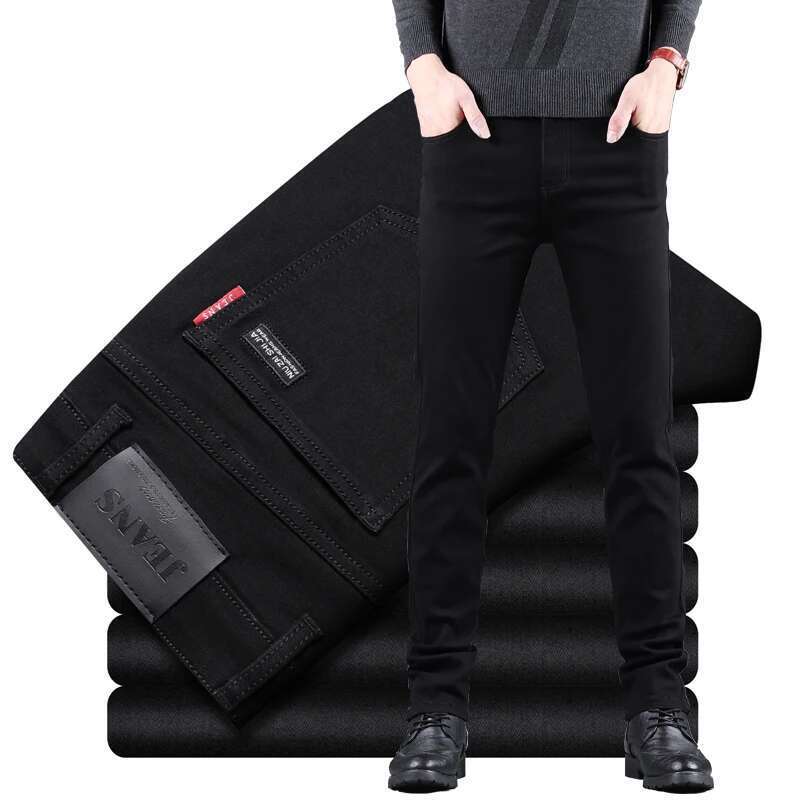 Classic Business Casual Jeans 2023 New Fashion Black Slim Stretch Denim Trousers Male High Quality Pants Men Clothing