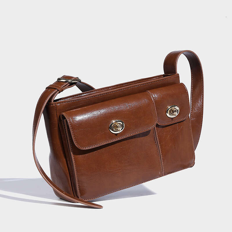 niche design twin autumn and winter new commuting versatile armpit diagonal cross double mouth mailman bag