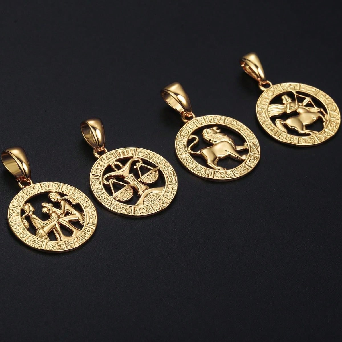 1PC Stainless Steel Vintage Zodiac Necklace For Men Women Gold Color 12 Constellation Horoscope Pendant with Box Chain Gift