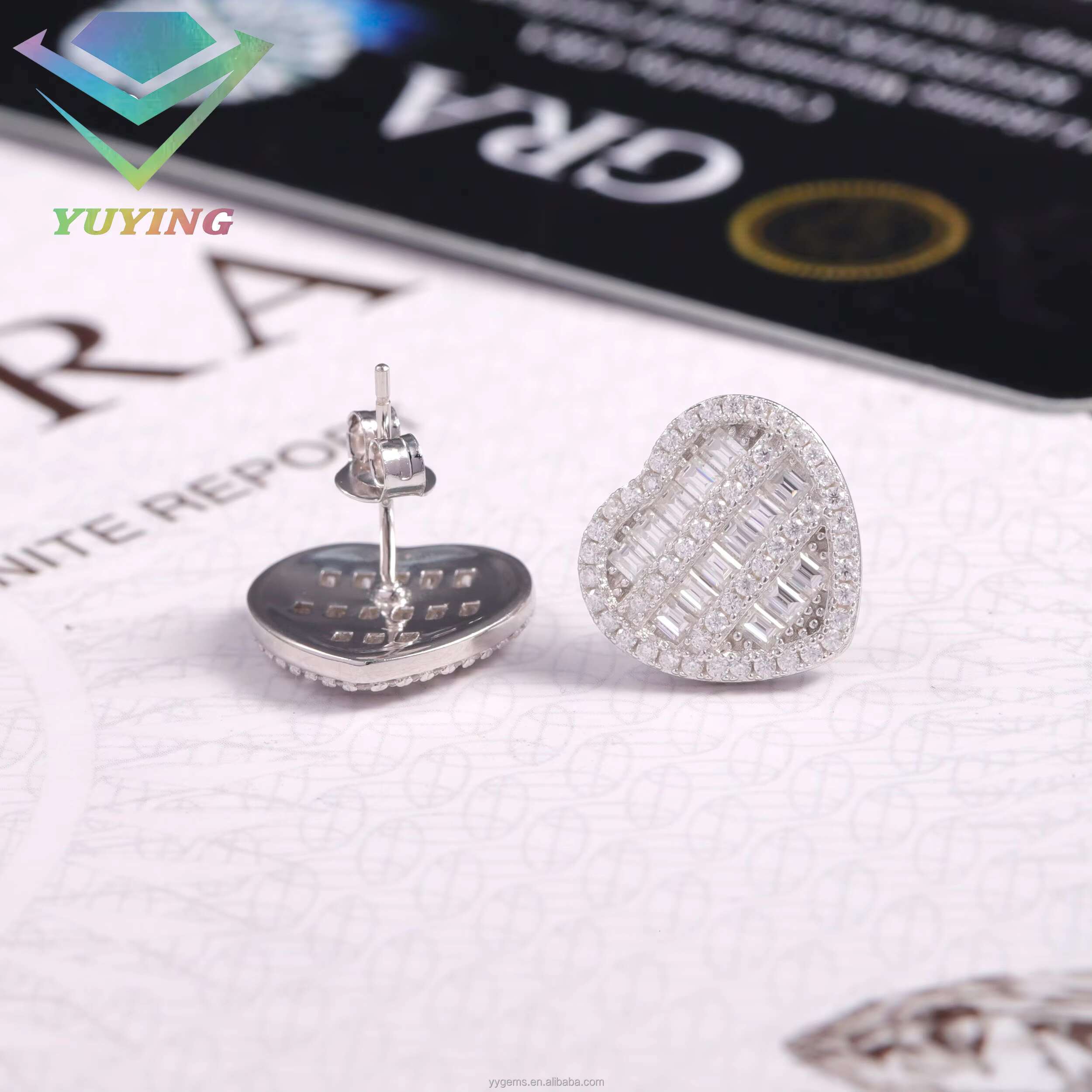 Beautiful Earrings Stud White Gold Plated S925 Silver baguette Moissanite Diamond Stone for Women Men Jewelry Stud
