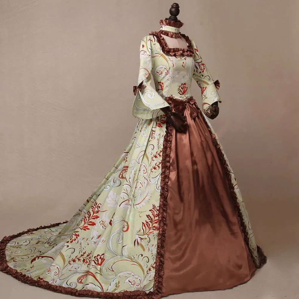 Plus Size Medieval Victorian Party Princess Dress Queen Floor Cos Renaissance Vintage Printed Gown Robe Dresses For Lady