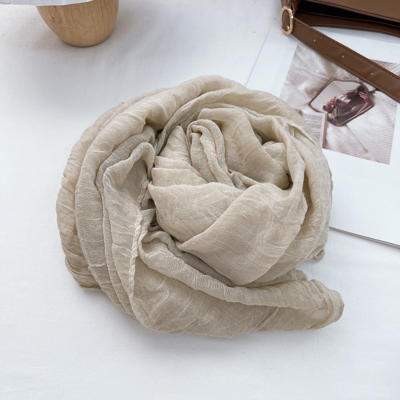 K506 Solid color cotton and linen tie-dyed scarf for women thin 2024 spring and autumn new pure color retro cotton soft silk scarf shawl versatile