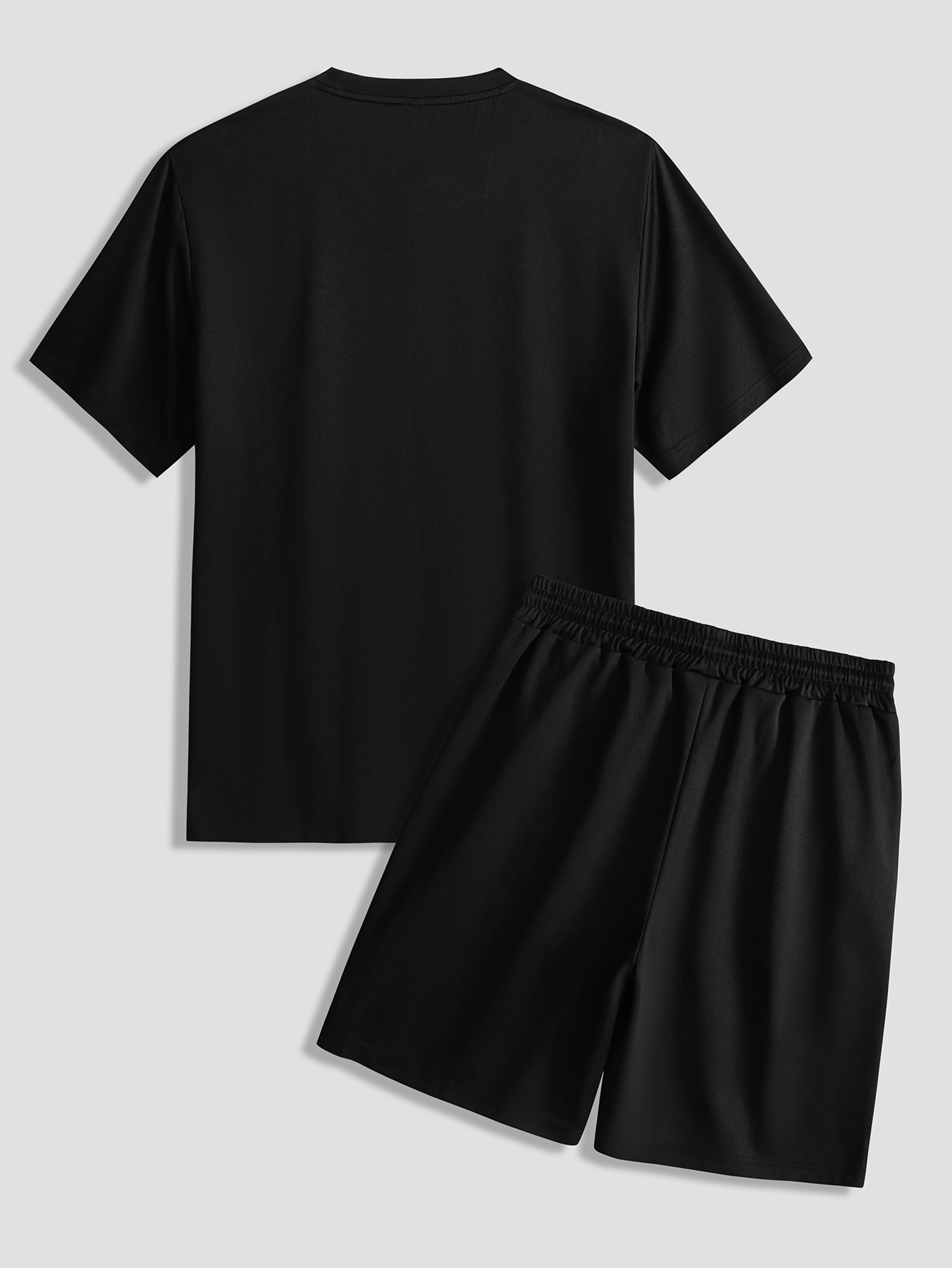 Men's casual simple atmospheric and loose double layered fabric short sleeved shorts set