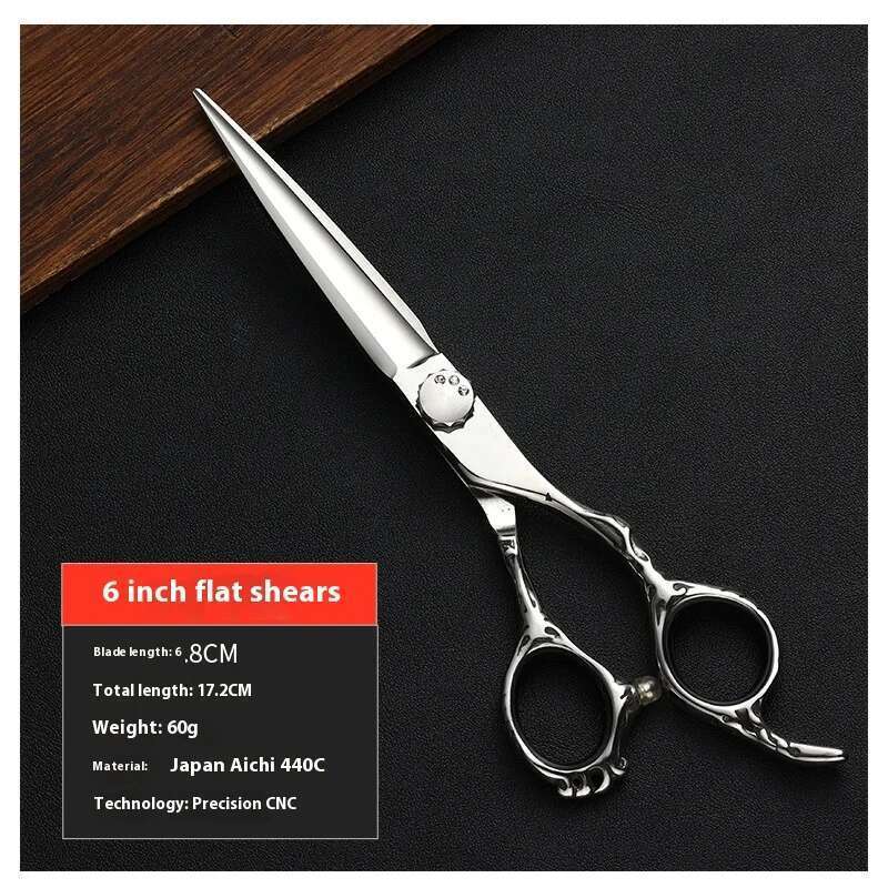 Japan440CSteel Hairdressing 6.0-Inch Salon Hairdresser Professional Flat Reverse Tooth Scissors