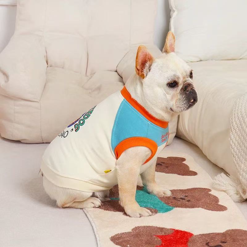 T00052Cute French bulldog vest elastic breathable dog clothes spring and autumn new pet pug bichon clothes autumn thin style