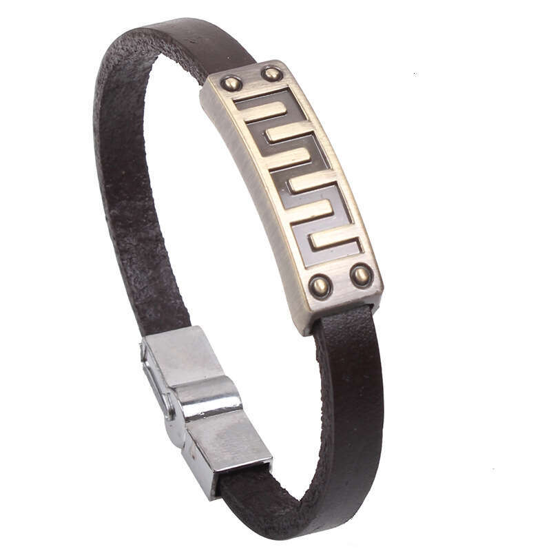 Hot selling genuine leather jewelry, cowhide alloy imitation bronze magnetic buckle cross bracelet