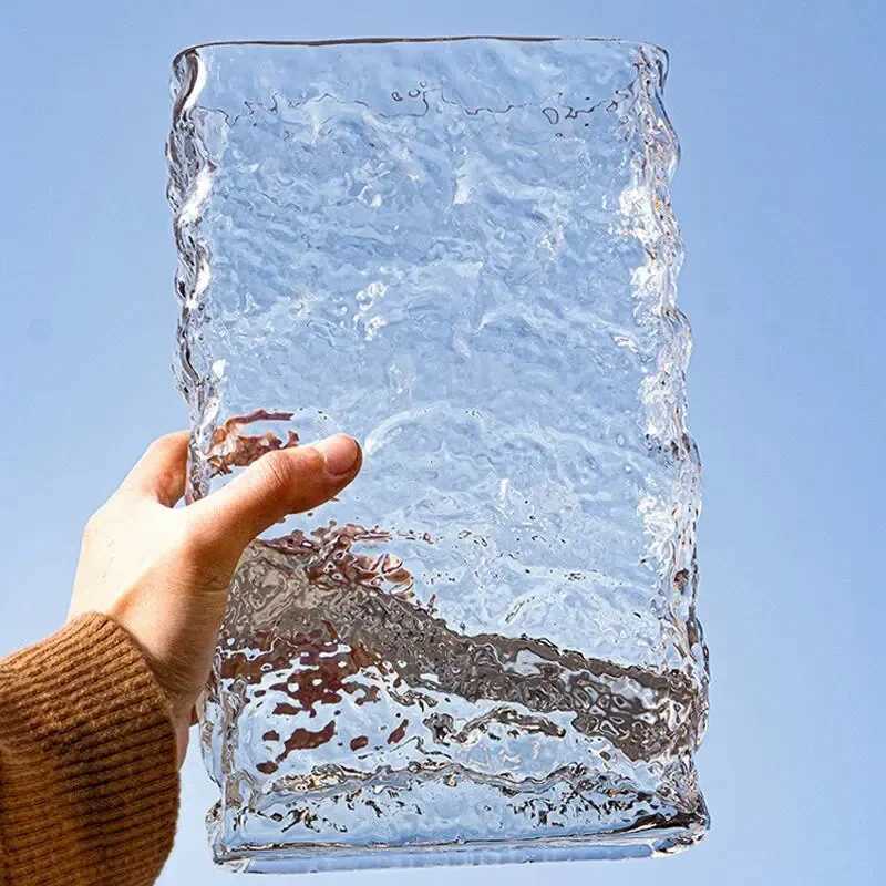 Nordic Glacier Flower Vase Transparent Hydroponic Glass Luxury Clear Vases For Table Centerpieces Wedding Living Room Decor C251124