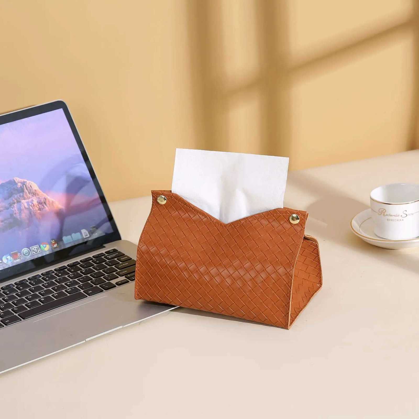 PU leather tissue box decorative napkin holder with buttons suitable for home living rooms bedrooms and bathroomsM251124