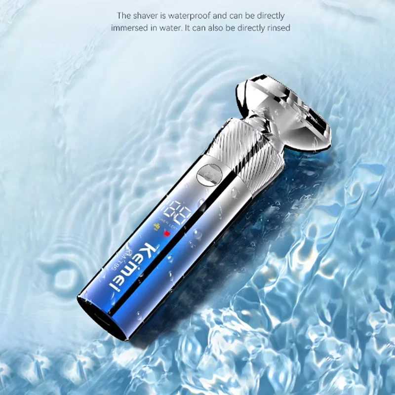 Kemei Professional Electric Shaver For Men Wet Dry Waterproof LCD Display Electric Razor Rechargeable Shaving Machine L251124