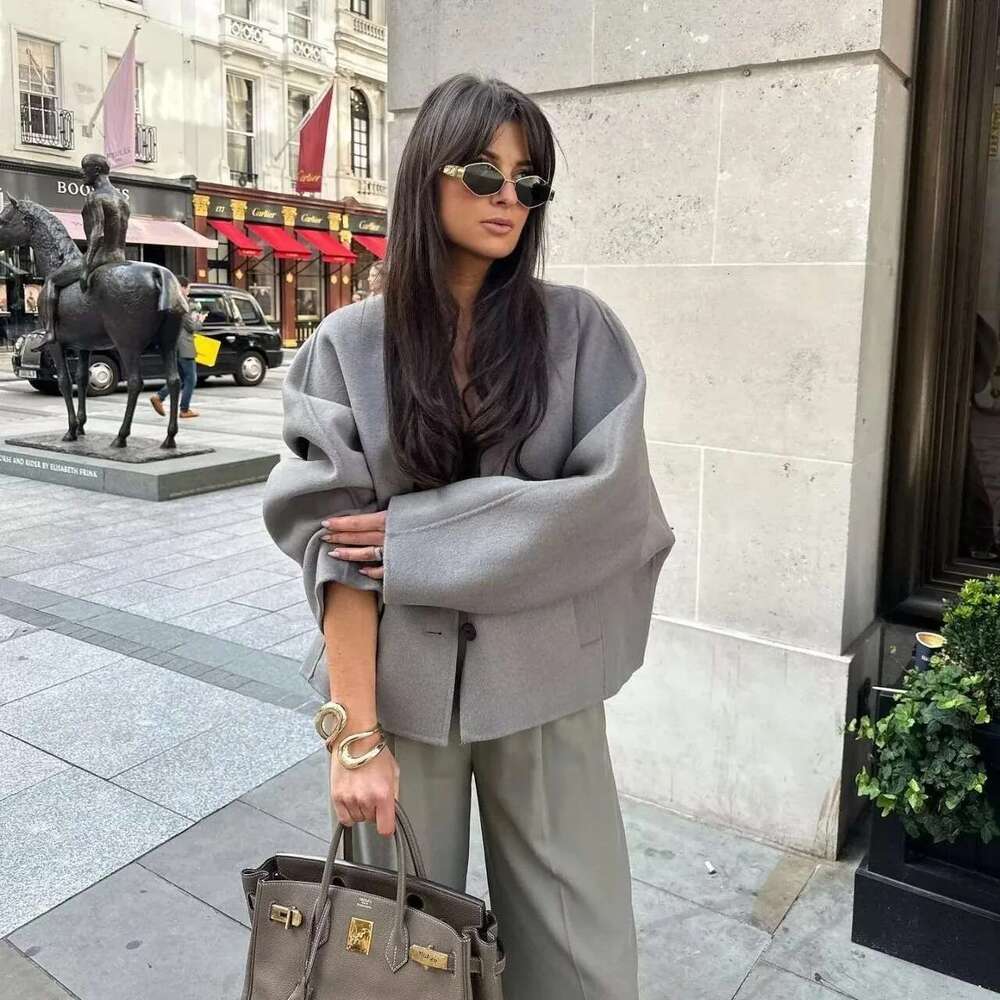 New Style American Women's Jacket V-Neck Woolen Kimono Spring Top Cross-Border E-Commerce Fashion