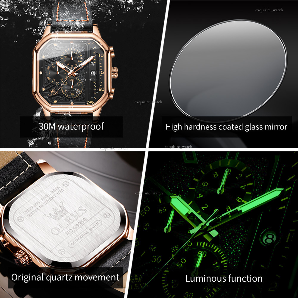 OLEVS Outdoor Watch Men's Watches Men Designer Gemstone Outdoor Square Personalized Waterproof Sports Men's Watch Free Delivery And Wholesal