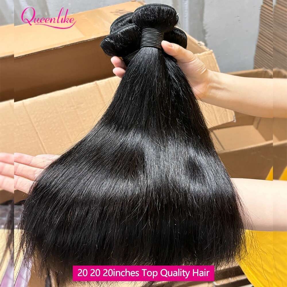 Queenlike Straight Human 12A Brazilian Raw Hair With 2X6 Deep Kim HD Lace Closure And Bundles