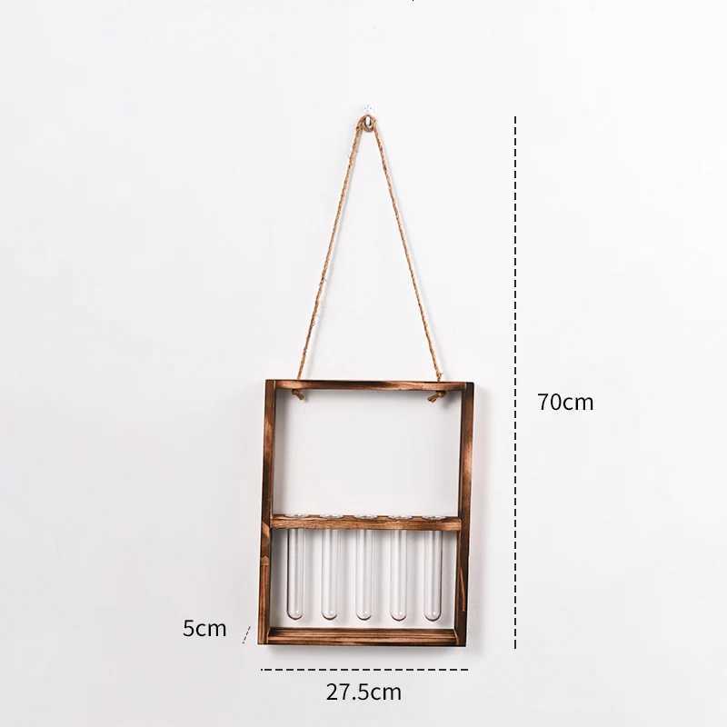 Fashionable Flower Arrangement Wooden Frame Vase Hanging Test Tube Propagation Hydroponic Plants Home Garden Wedding Decoration C251124