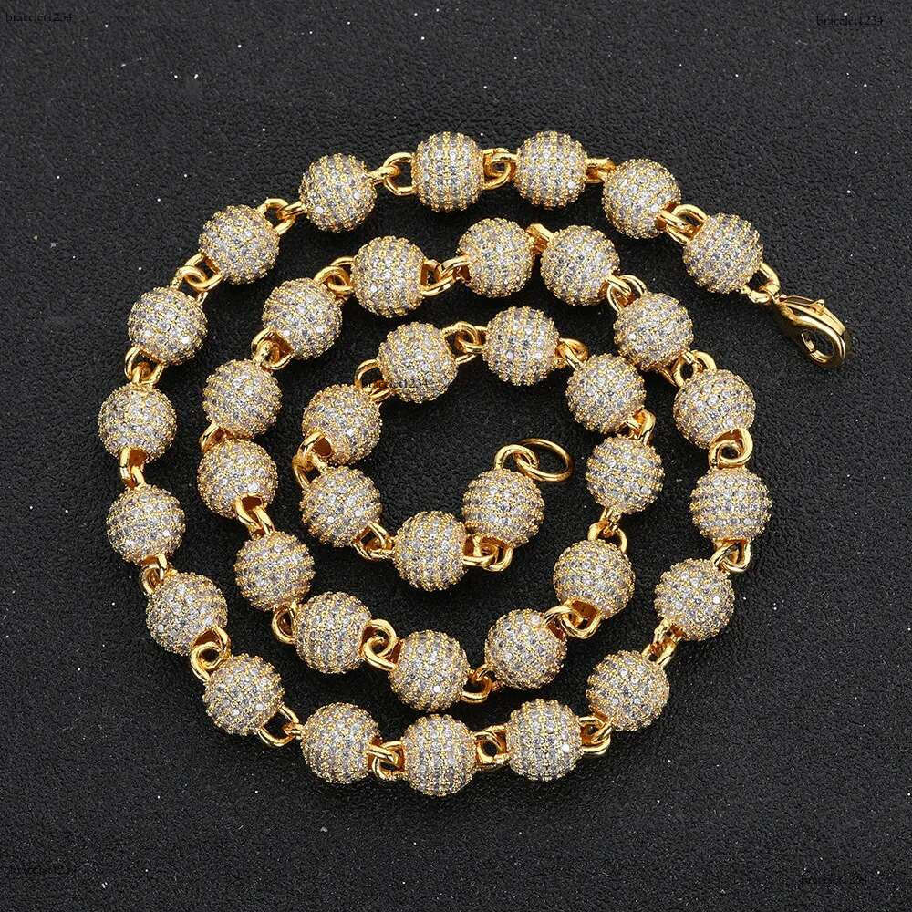 Luxury designer 8mm Hip Hop Beadball Necklace Bracelet Ice Out VVS Moissanite Women Men's Necklace Bracelet with FREE shipping