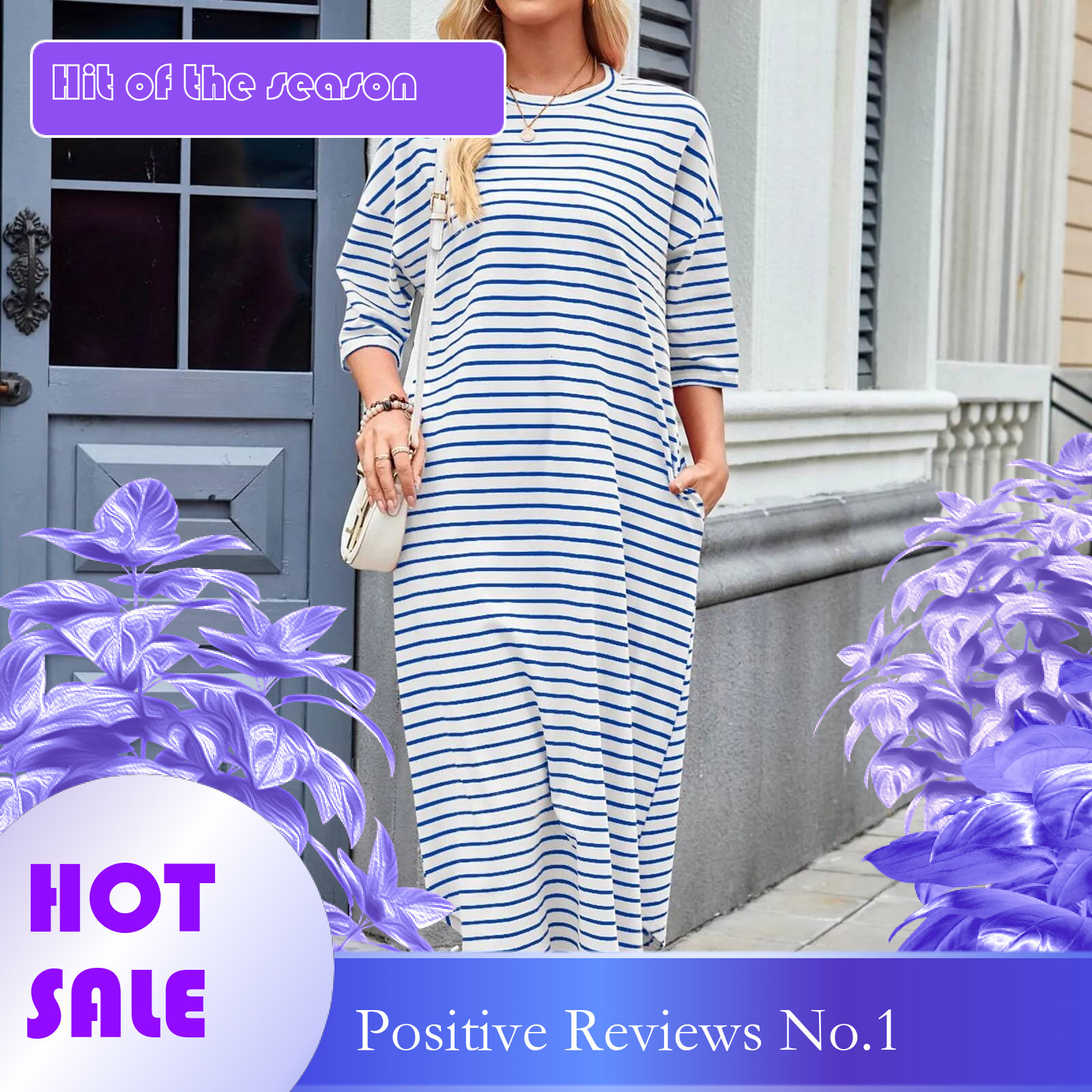 Dongdumaoyi Striped Dress Women Summer New Fashion Korean Medium Long Short Sleeve Knee Length Loose T Shirt Dresses Casual Office