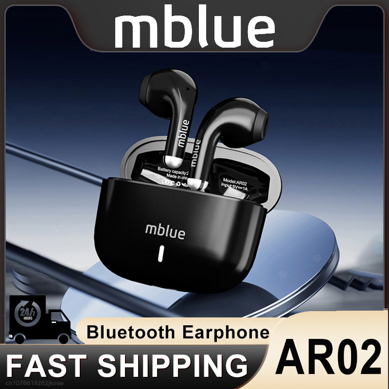Original mblue AR02 Earphone True Wireless Bluetooth 5.4 Headphone HiFi Stereo Outdoor Sports Headset HD Mic Call Earbuds 200mAh Charging Case