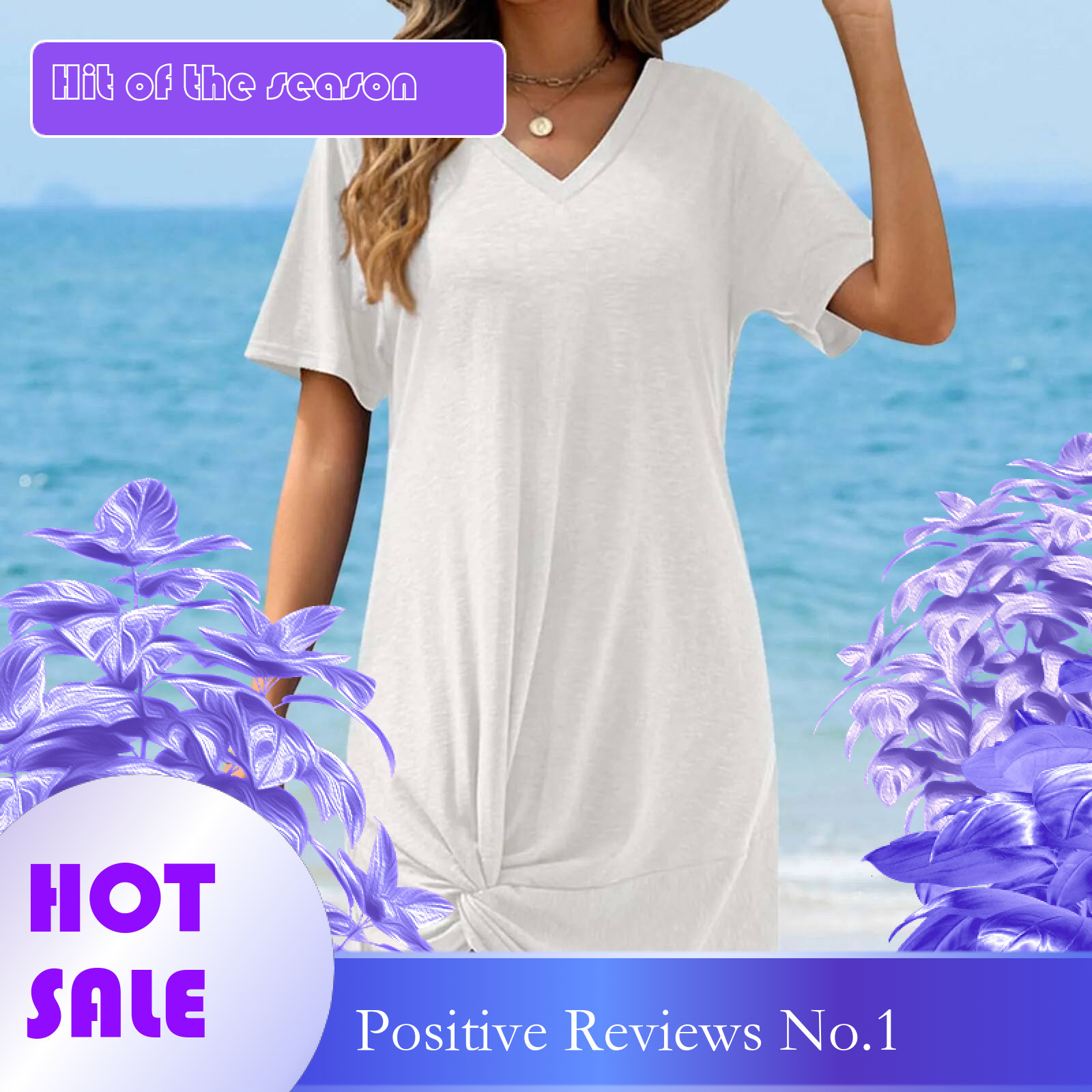 Dongdumaoyi Women S Short Sleeve Soft Dress Summer Fashion Simple V Neck Pullover T Shirt Solid Color Lightweight Casual Beach