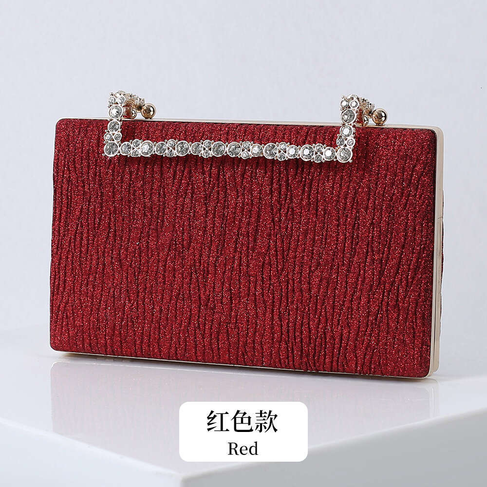 Dinner Bag Fashionable Pleated Red Diamond Decoration Bride Bright Pink Banquet Dress Bag Chaozhou KQ